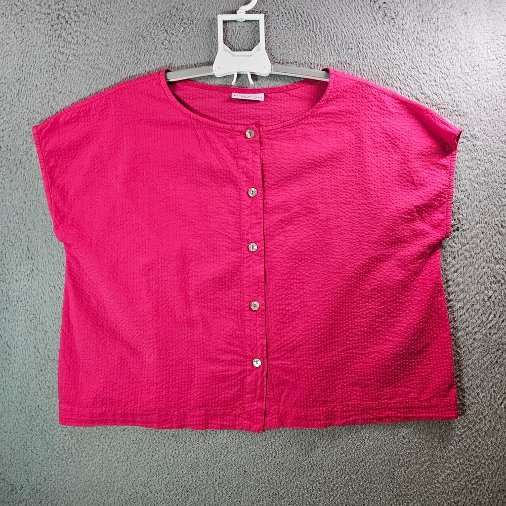 $123 NWOT Bryn Walker Top Shirt Women Medium Hot Pink Button Up Cotton USA